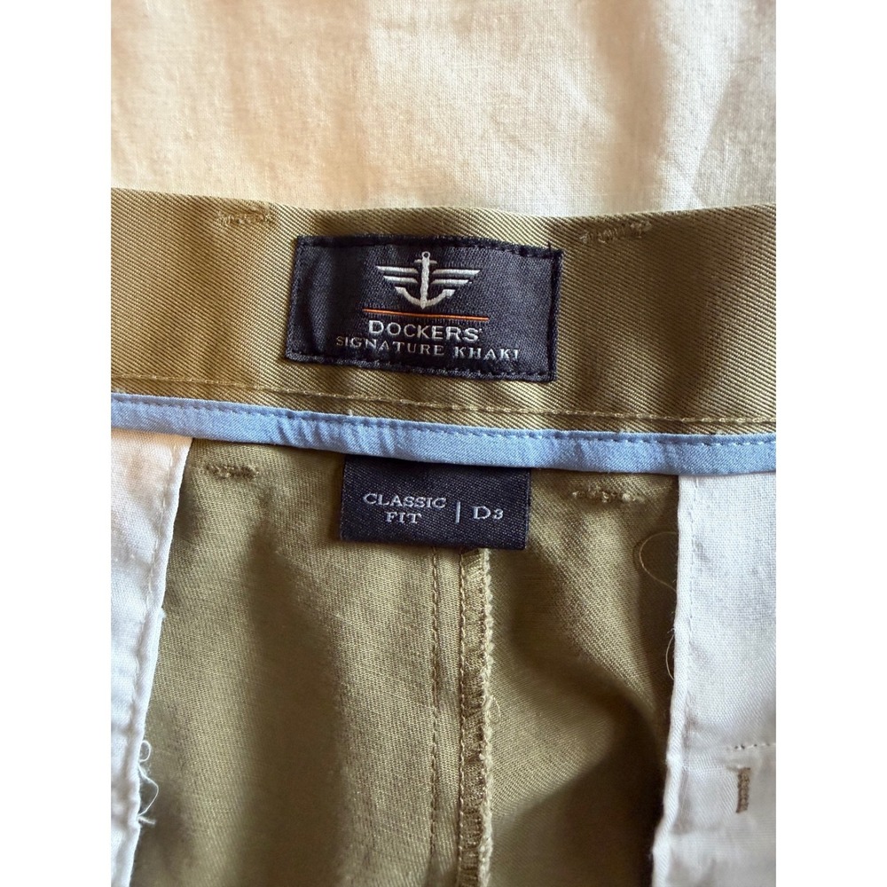 Dockers Signature Khaki D3 Classic Fit Pleated Pants Men 36x30 Dark Khaki Cotton - Picture 4 of 11